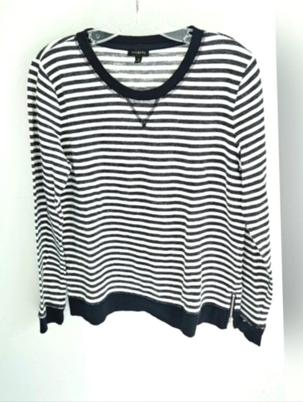 Talbots Sweatshirt Navy White Stripe Lightweight